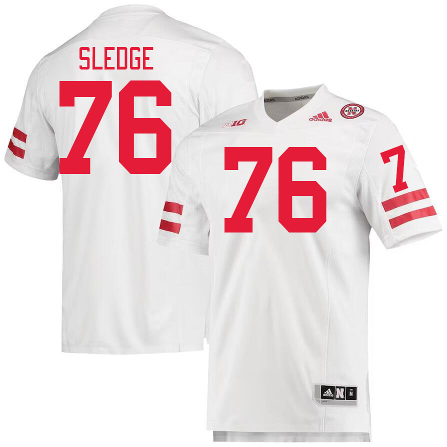 Men #76 Sam Sledge Nebraska Cornhuskers College Football Jerseys Stitched Sale-White